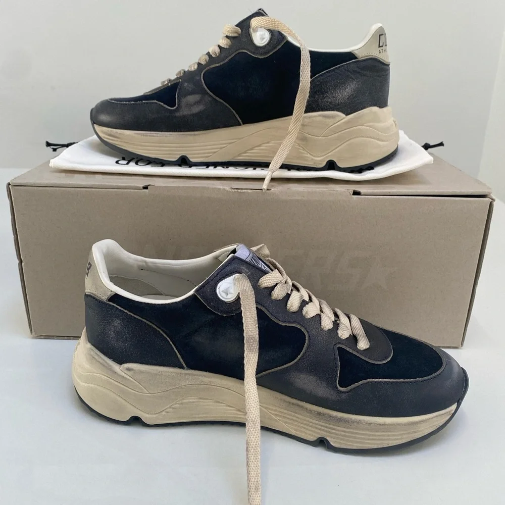 Golden Goose Running Sole Sneaker Dark Blue/Eclipse/Silver Glitter 39 New in Box